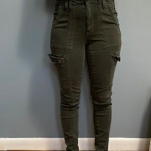 American Eagle, dark green cargo skinny jeans, next level stretch